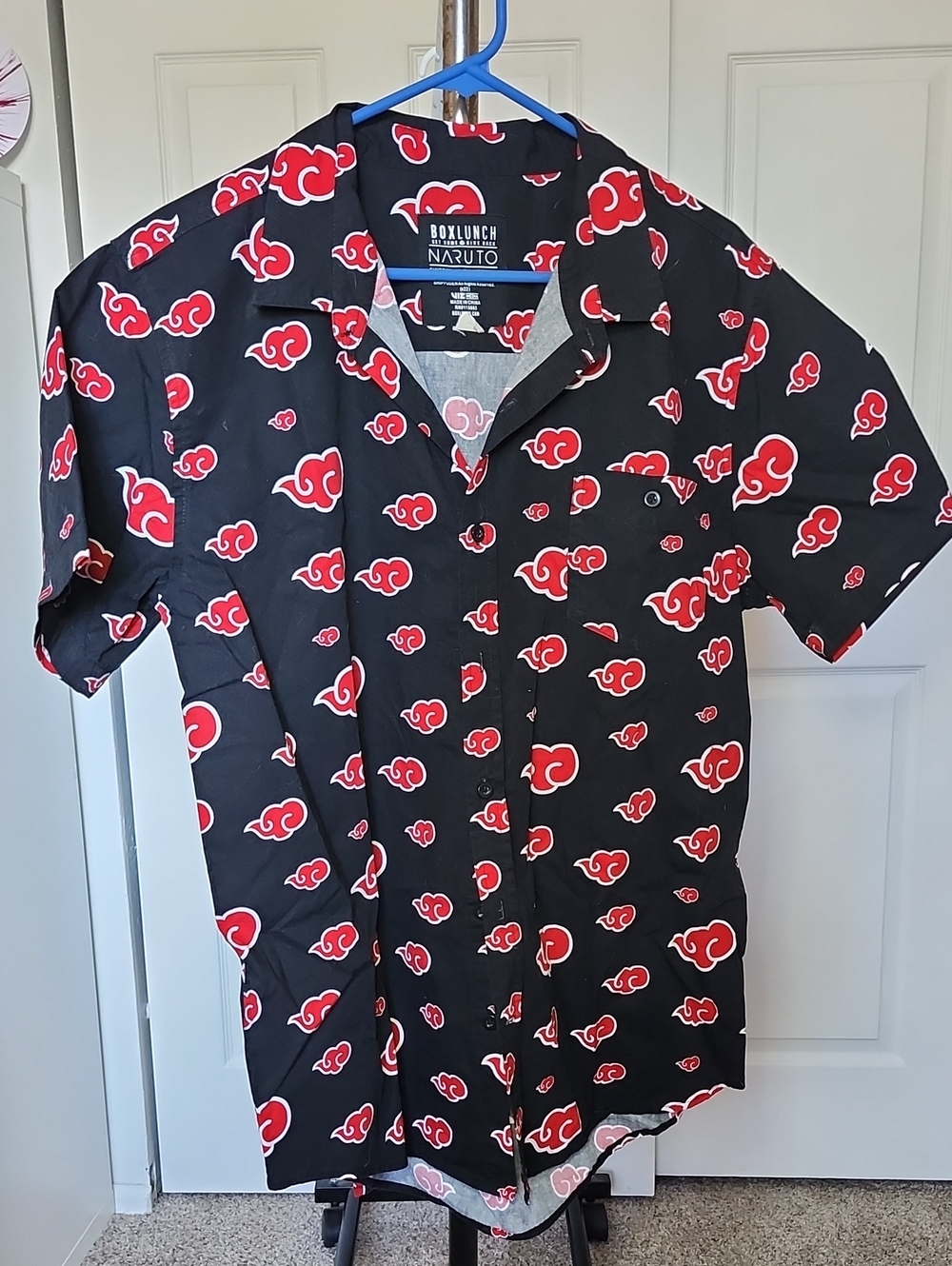 Naruto Akatsuki Short-Sleeve Button-Down Shirt - Black & Red